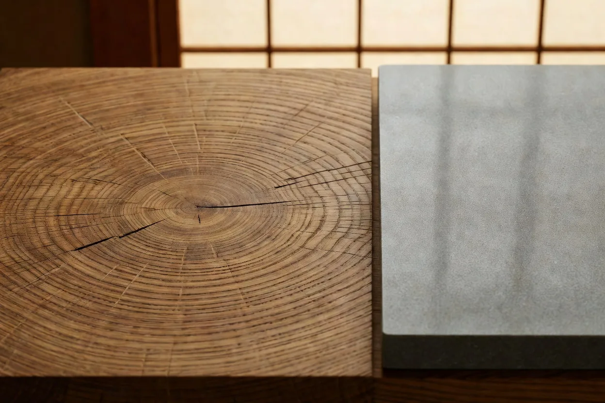 オークと石を組み合わせた質感